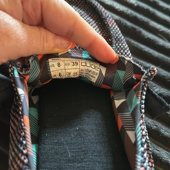 EUC Size 8 Hey Dude Wendy. Navy Speckled with multi colored pattern. - Picture 2 of 4